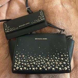 Michael Kors Navy Selma Saffiano Stud Purse & Wallet
